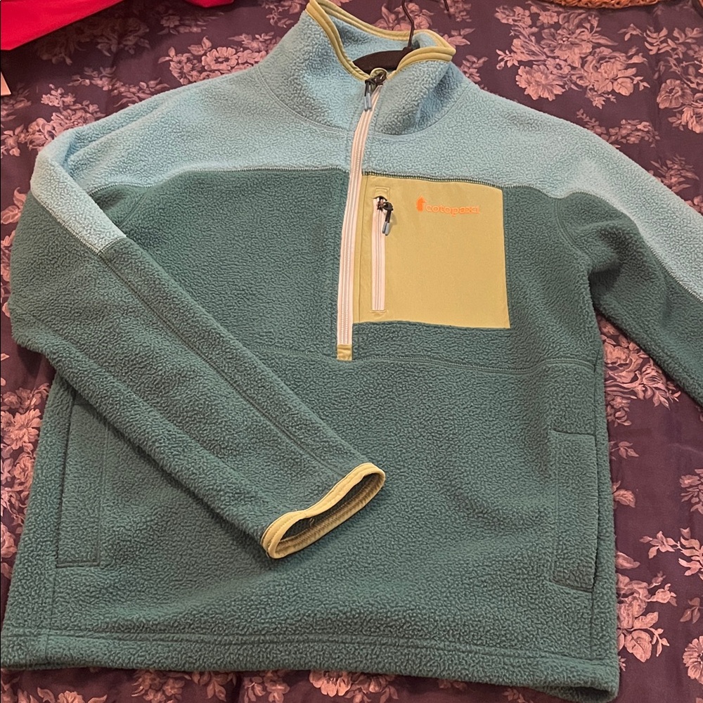 Cotopaxi Fleece Pullover in Teal and Green